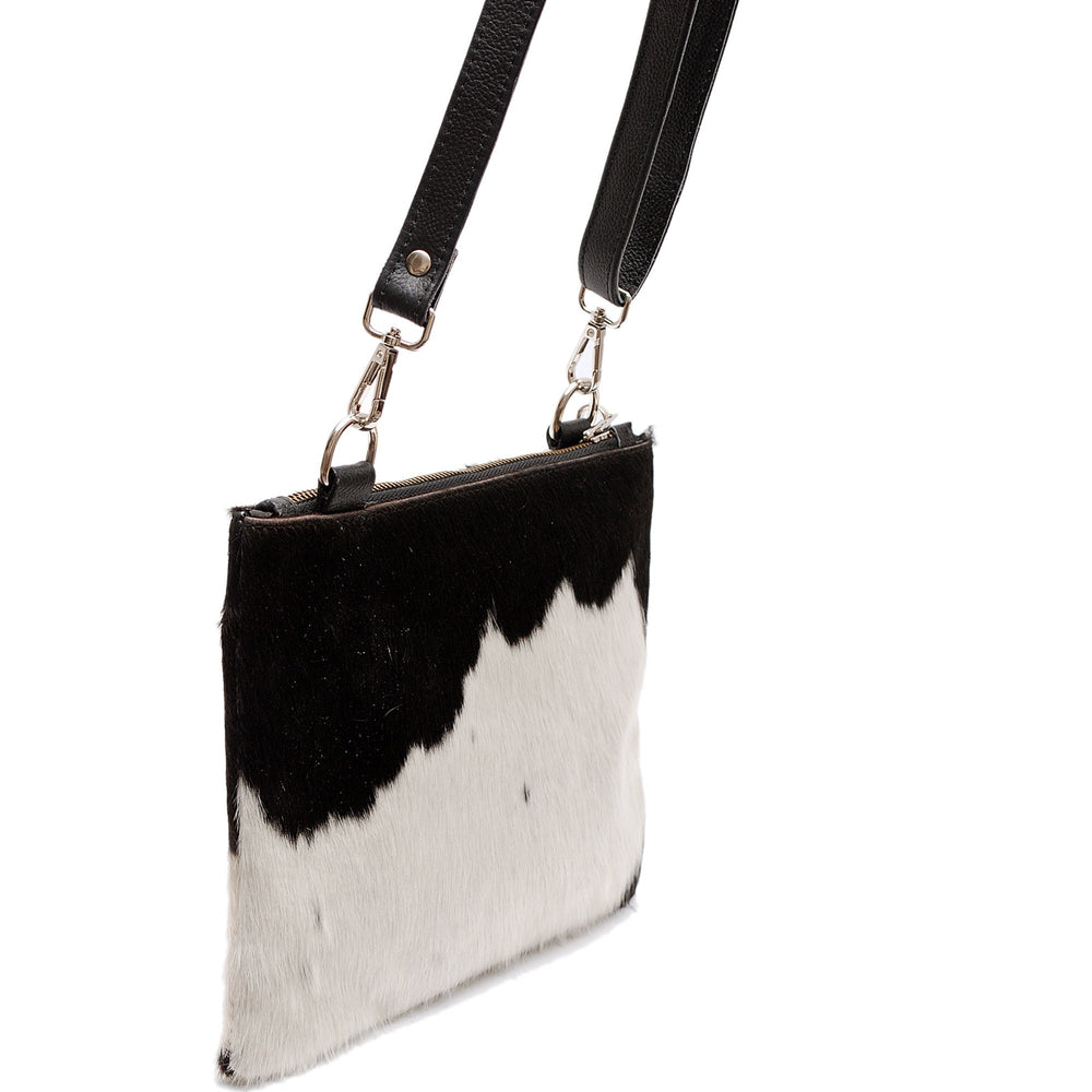 Luxurious Handcrafted Vegan Leather Handbag with Adjustable Strap and Gold Hardware - Unique Cowhide Design for a Stylish Evening Look - Celestial Leather Limited