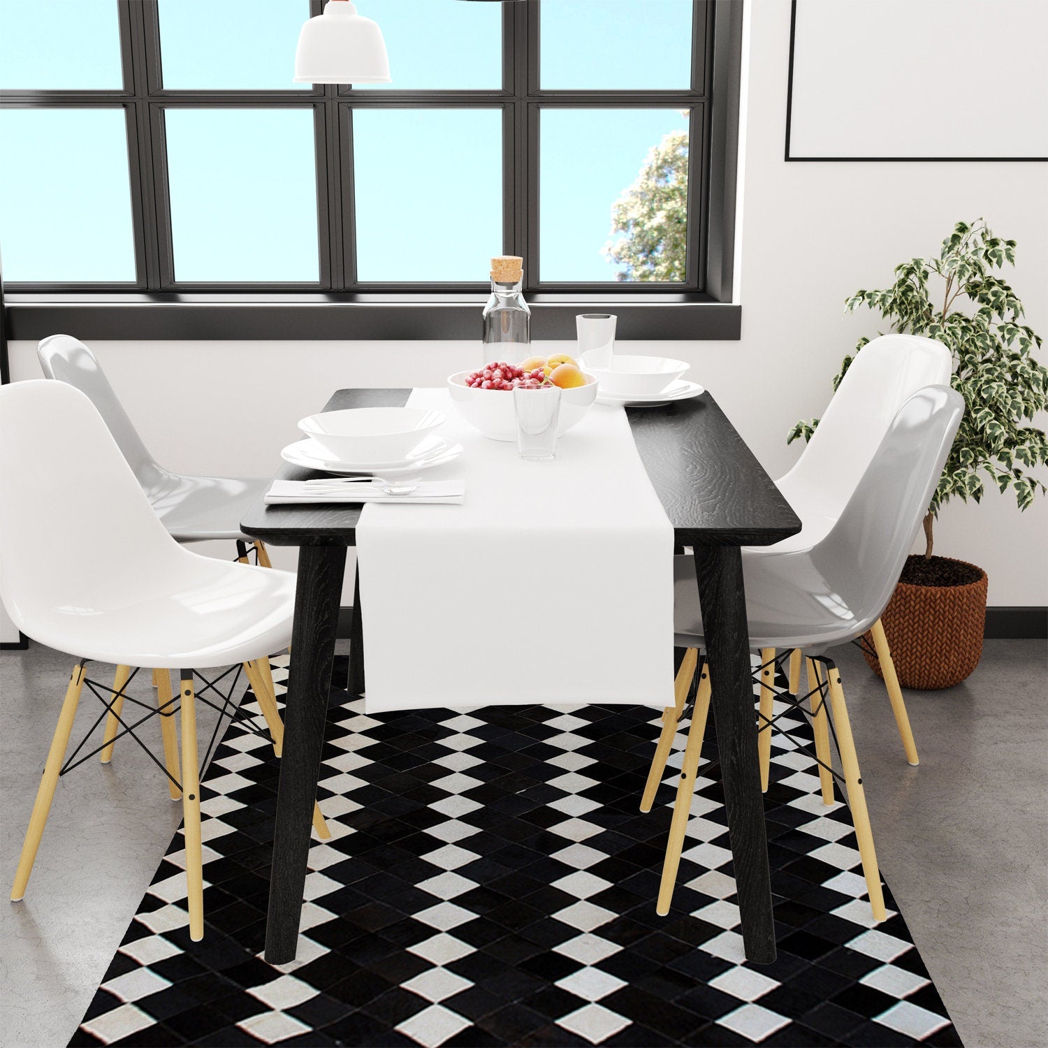 Luxurious Handmade Cowhide Patchwork Rug - Unique Natural Cow Skin Home Decor - Zig Zag Stitching - Genuine Leather Area Rug - Custom Sizes - Celestial Leather Limited