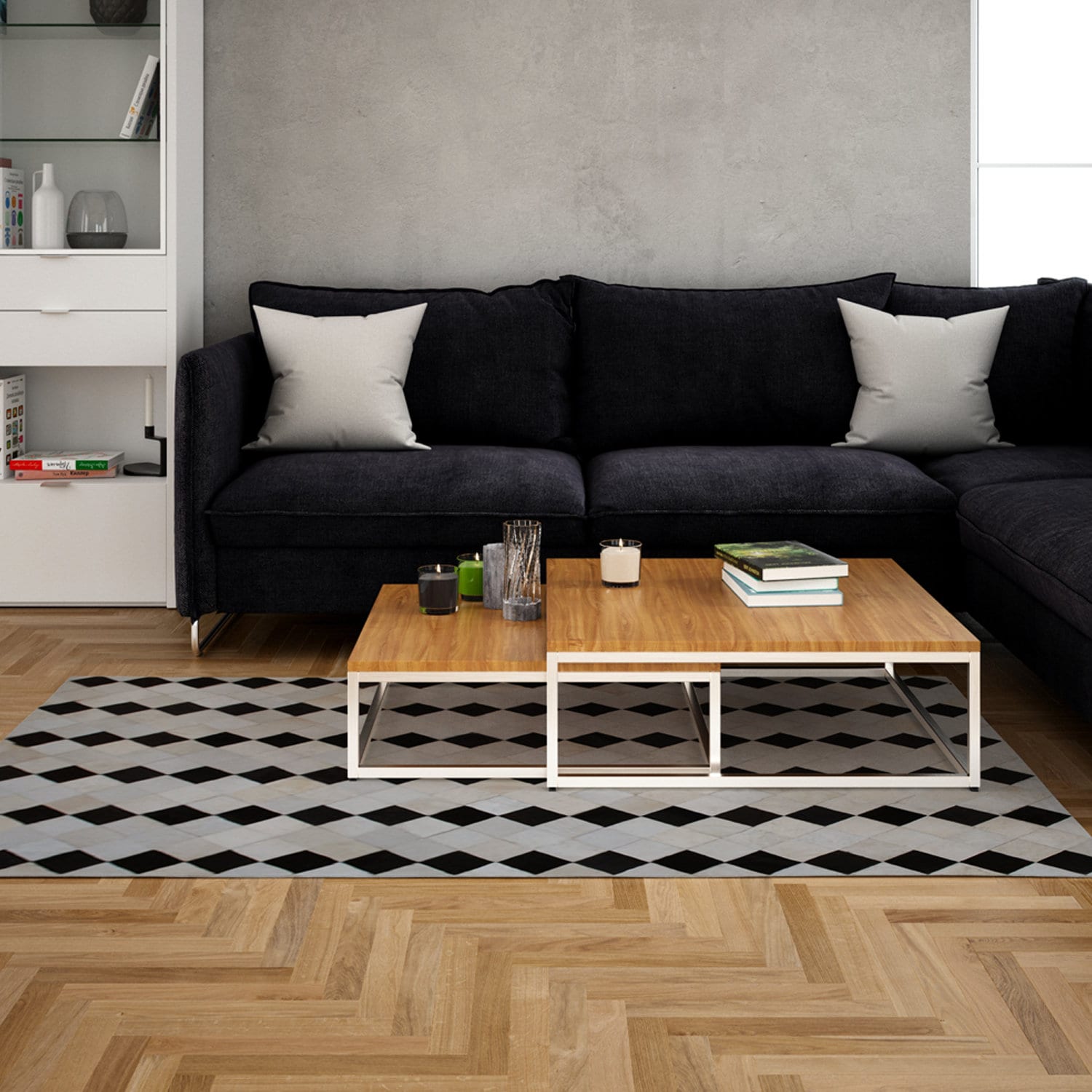 Luxurious Handmade Natural Cowhide Patchwork Rug - Unique Home Décor Accent for Any Room