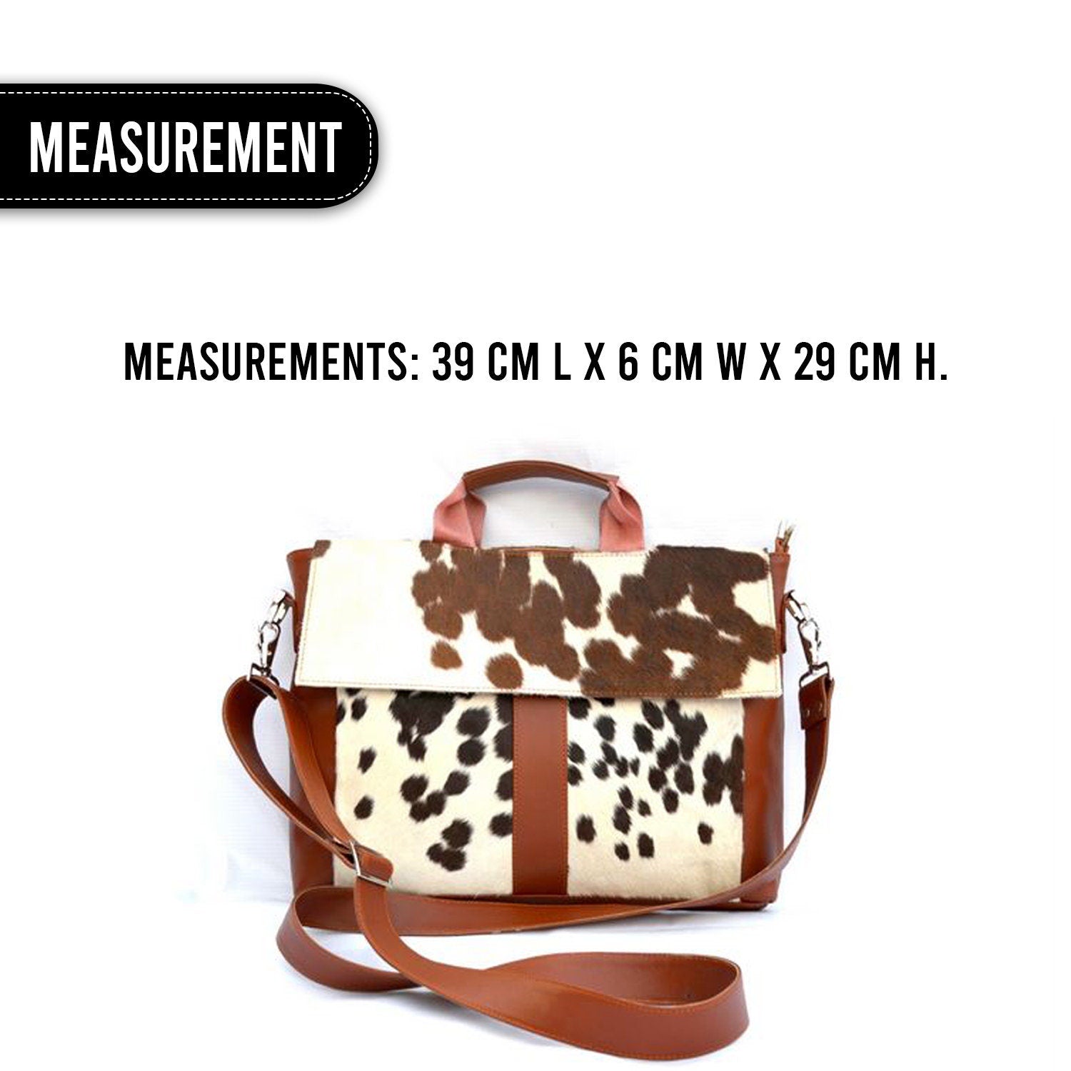 Stylish Cowhide Laptop Bag with Natural Hair & Leather Straps - Environmentally Friendly Briefcase for Business - Travel - Celestial Leather Limited