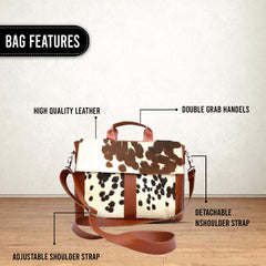 Stylish Cowhide Laptop Bag with Natural Hair & Leather Straps - Environmentally Friendly Briefcase for Business - Travel - Celestial Leather Limited
