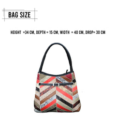 Handcrafted Multi-Colour Crocodile Print Leather Shoulder Bag with Distressed Enrichment and Unique Design