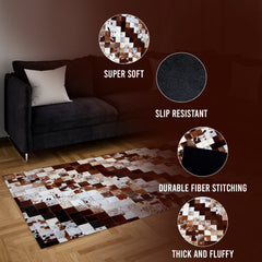 Luxurious Handmade Cowhide Patchwork Rug - Unique Home Décor Accent with Genuine Leather for Living Room or Bedroom - Custom Sizes - Celestial Leather Limited