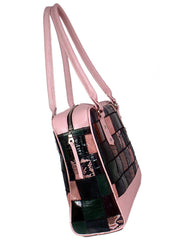 Handcrafted Leather Shoulder Bag with Crocodile Print, Unique Multi-Colour Design - Button Closure, Interior Pockets, Quality Craftsmanship