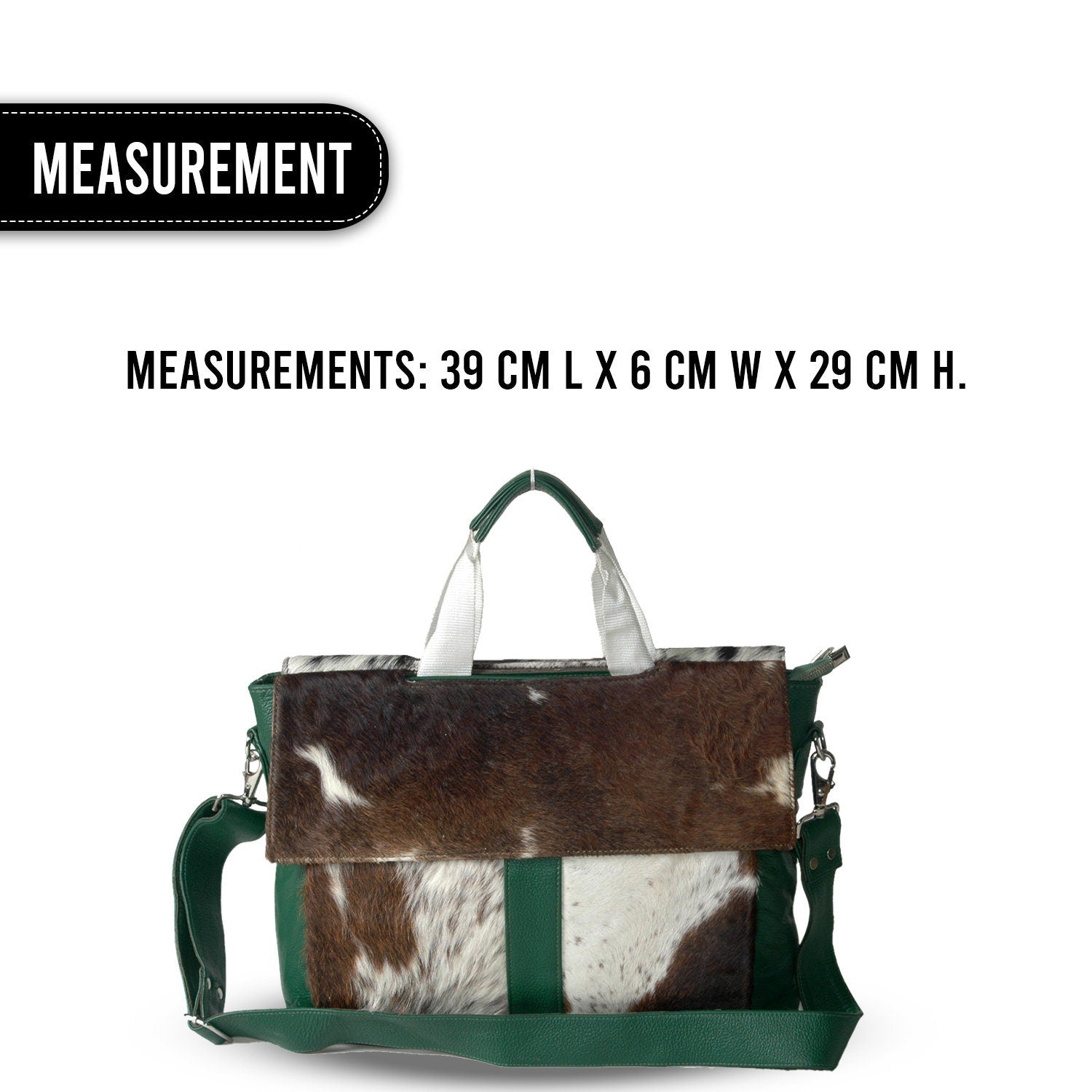 Stylish Brown And White Texture Laptop Bag With Soft Natural Fur Green Straps Business Briefcase DSC-0595 - Celestial Leather Limited
