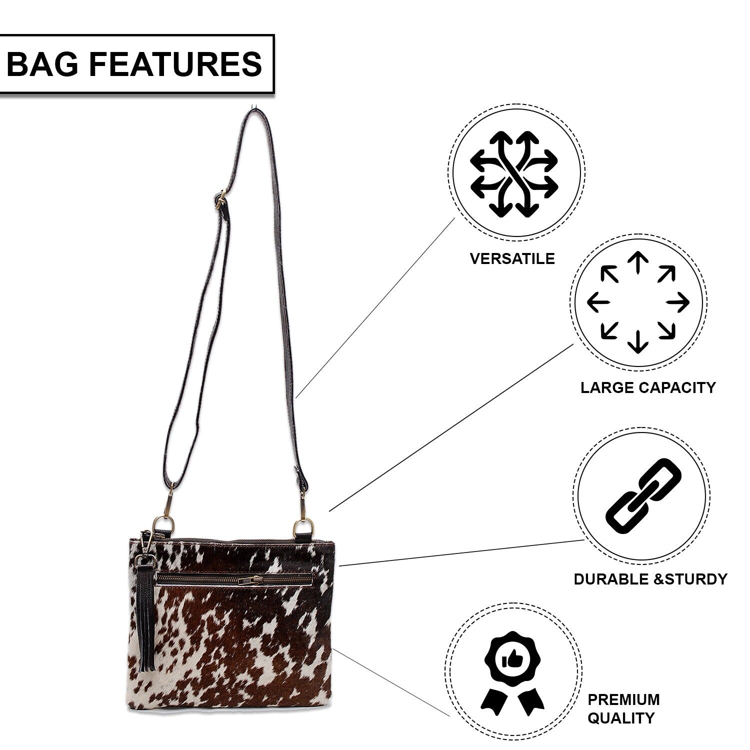 Elegant Vegan Leather Handbag with Custom Design and Gold Hardware - Stylish Cross Body Bag for Her, Adjustable Strap - Unique Gift Idea - Celestial Leather Limited