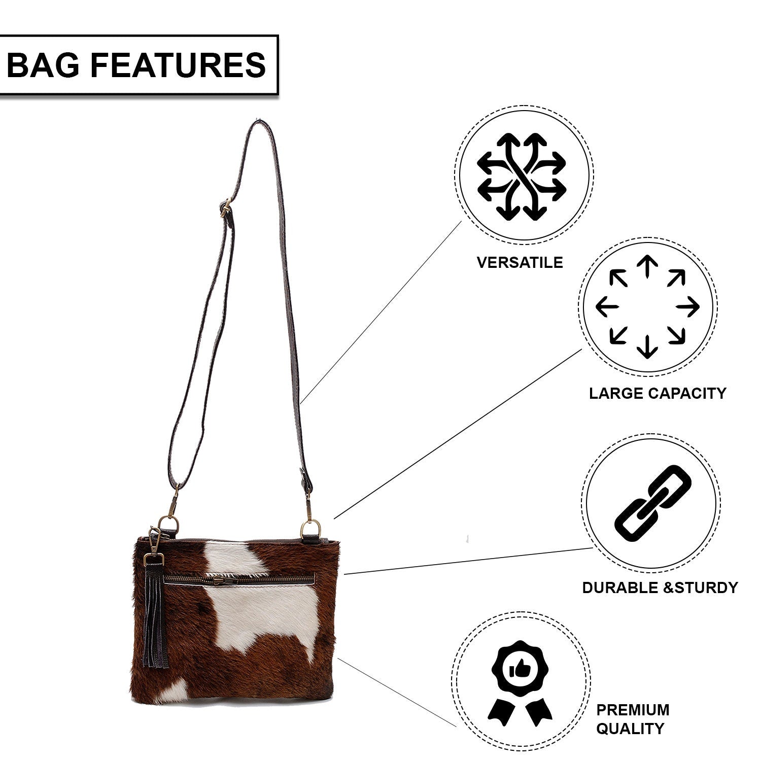 Elegant Handcrafted Vegan Leather Cross Body Bag with Adjustable Strap and Gold Hardware for Her - Celestial Leather Limited