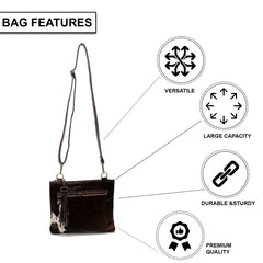 Elegant Vegan Leather Handbag with Gold Hardware-Unique Cowhide Markings for Women-Gorgeous Evening Bag with Adjustable Strap - Celestial Leather Limited