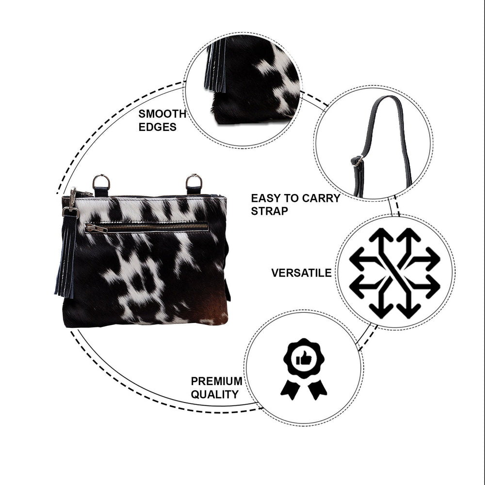 Classic Structured Vegan Leather Crossbody Bag with Gold Hardware | Handcrafted Unique Cowhide Handbag for Women - Multi-Colour Celestial - Celestial Leather Limited