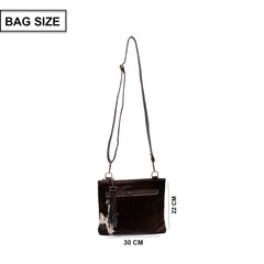 Elegant Vegan Leather Handbag with Gold Hardware-Unique Cowhide Markings for Women-Gorgeous Evening Bag with Adjustable Strap - Celestial Leather Limited