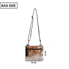 Unique Handcrafted Vegan Leather Cross Body Bag with Gold Hardware and Adjustable Strap - Elegant Evening Bag with Natural Cowhide Markings - Celestial Leather Limited