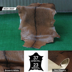 Premium Brown & White Goat Hide Rug - Luxury Hair-on Goatskin Rug, Sustainable - Eco-Friendly, Unique Patterns, Non-Slip Suede Back - Celestial Leather Limited