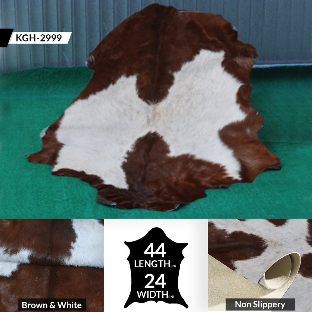 Luxury Brown & White Goat Hide Rug - Premium Hair-On Goat Skin Rug for Warmth - Elegance - Handcrafted - Sustainable Decor Piece - Celestial Leather Limited