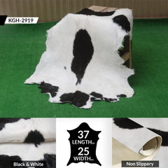 Luxury Black & White Goat Skin Rug - Modern Chic Decor, Natural Softness, Hypoallergenic, Eco-Friendly, Unique Pattern, Non-Slip Backing - Celestial Leather Limited