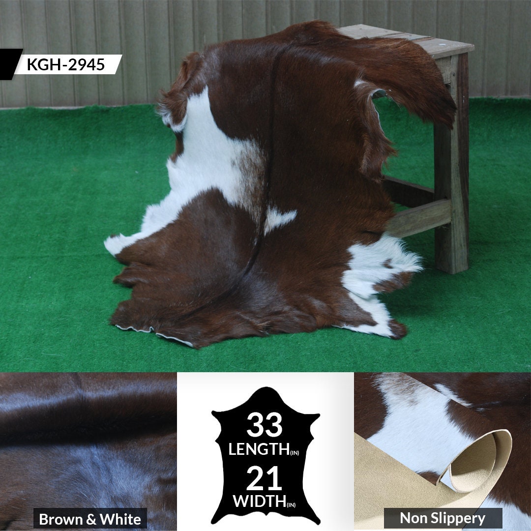 Luxurious Dark Brown & White Goat Skin Rug - Handmade from 100% Pure Goat Skin, Non-Shedding, Hypoallergenic, Eco-Friendly & Kid-Friendly - Celestial Leather Limited