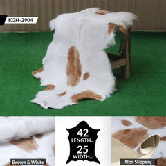 Luxurious Handpicked Brown & White Goat Skin Rug - Hypoallergenic - Non-Shedding - Sustainable - Eco-Friendly - Premium Hair-On Goatskin Rug - Celestial Leather Limited