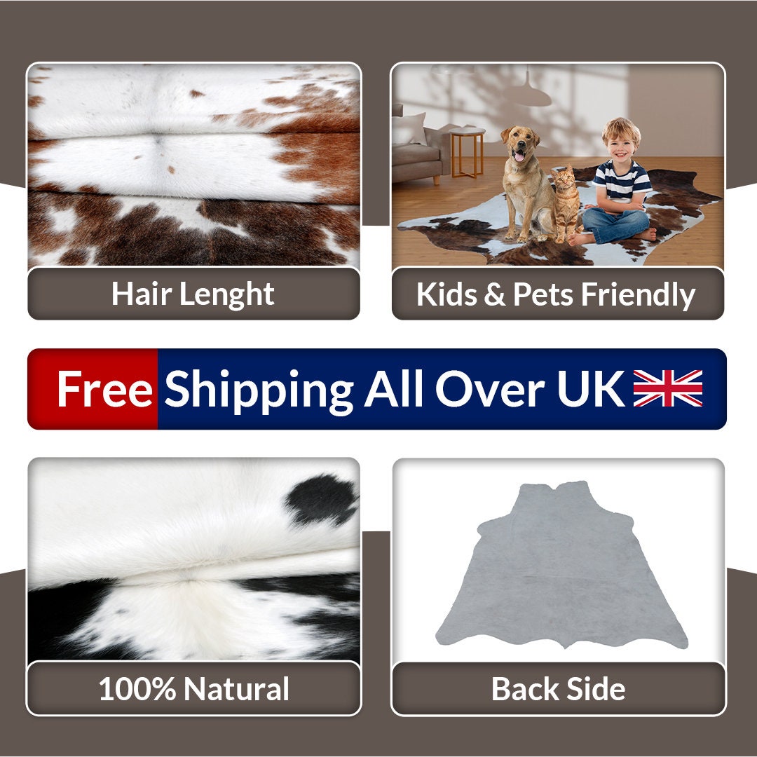 Luxurious Medium Black and White Cowhide Rug | Hypoallergenic, Non-Slip Backing, Handcrafted Quality | Unique Natural Beauty for Bedroom - Celestial Leather Limited