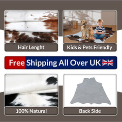 Luxurious Medium Black and White Cowhide Rug | Hypoallergenic, Non-Slip Backing, Handcrafted Quality | Unique Natural Beauty for Bedroom - Celestial Leather Limited