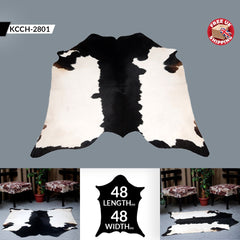 Luxurious Black and White Cowhide Rug | Large Hypoallergenic Centerpiece Decor | Unique Natural Beauty | Free Shipping in UK | Premium - Celestial Leather Limited