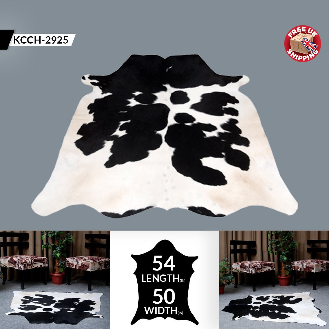 Luxurious Medium Salt & Pepper Cowhide Rug - Hypoallergenic, Non-Slip Backing, Handcrafted Natural Hide, Unique Black - White Markings, - Celestial Leather Limited