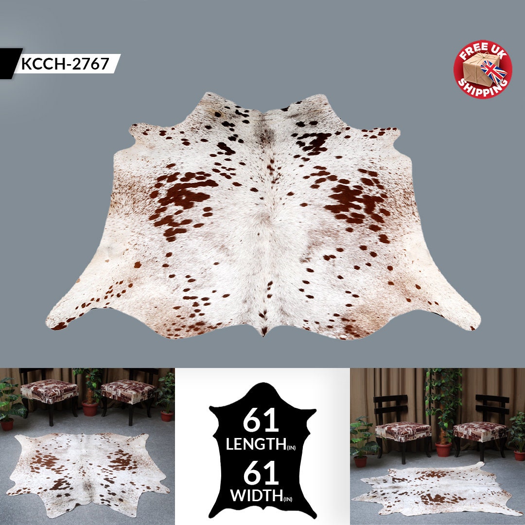 Luxury Brown & White Large Cowhide Rug Hypoallergenic Non-Slip Non-Shedding Soft Natural Hair Free Shipping Top Quality Rug - Celestial Leather Limited