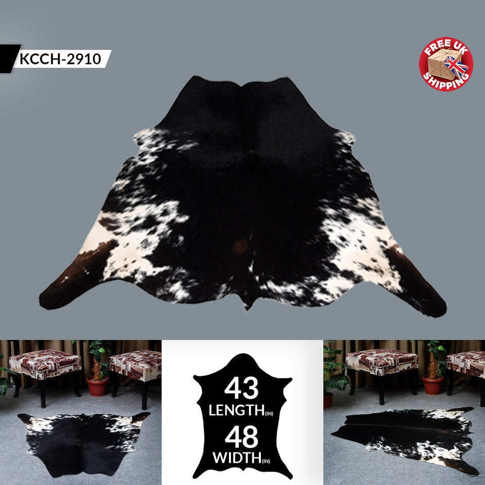 Luxury Dark Brown Cowhide Rug - Handcrafted Hypoallergenic Rug with Natural Dark Brown Hair for Bedroom/Living Room - Medium Size (16-20 sq - Celestial Leather Limited