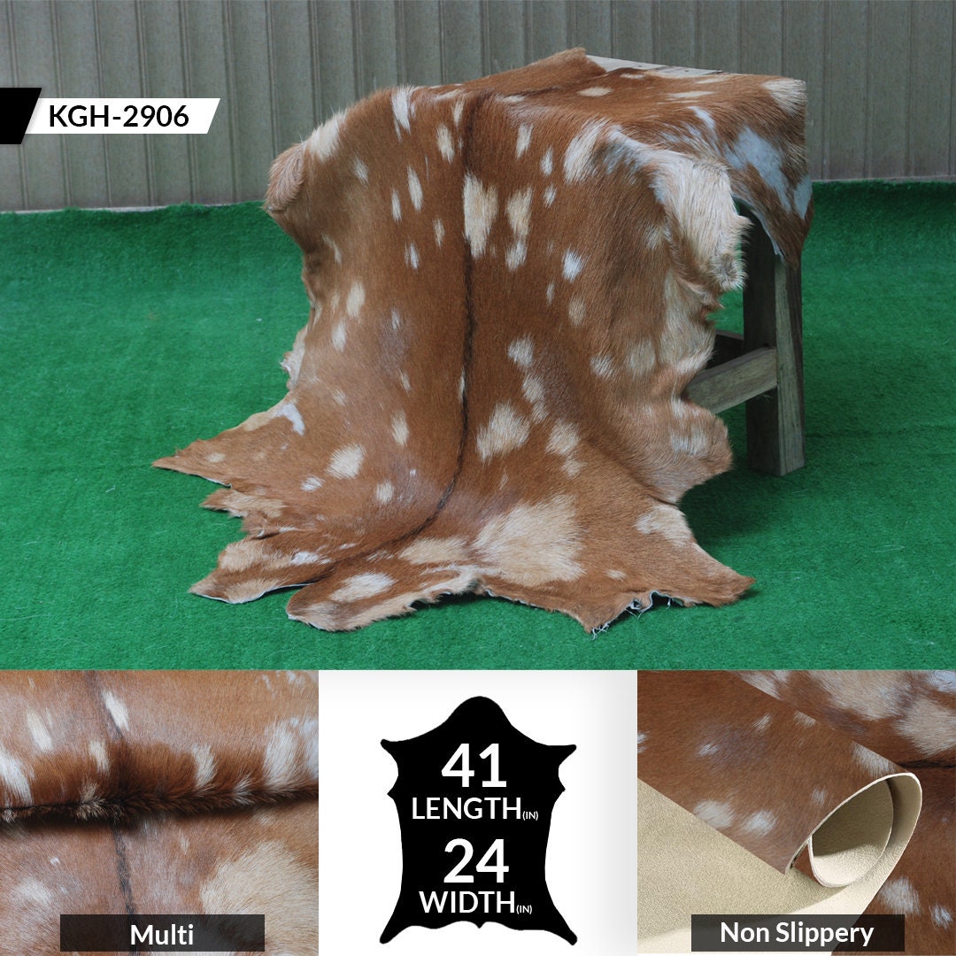 Luxury Handmade Brown & White Goat Skin Rug - Soft, Durable & Eco-Friendly Artisan Floor Rug with Unique Colour Variations