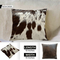 Stylish Rustic Cowhide Cushion Cover | Natural Hair-on Leather | Black White Pattern | Eco-friendly Decor Piece for Home