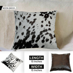 Handmade Genuine Leather Cowhide Cushion Cover Home Decor Accent Exotic Animal Skin Rustic Decorative Pillow