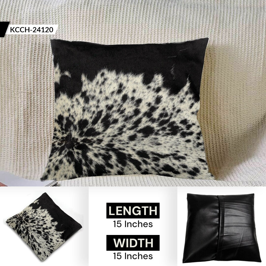 Exotic Cowhide Cushion Cover - Genuine Leather Hair-on Natural Animal Skin Pattern - Rustic Decorative Pillow Cover