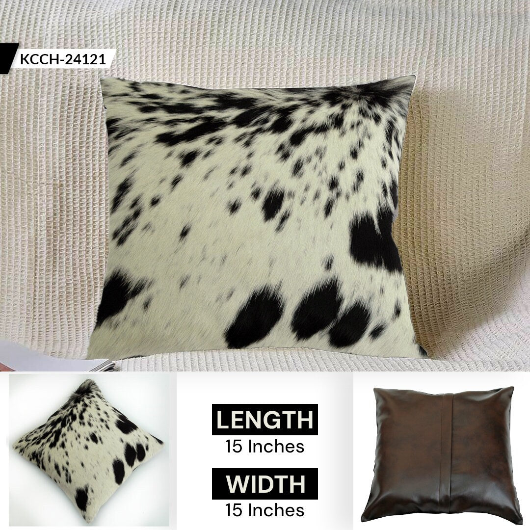Genuine Leather Cowhide Cushion Cover - Stylish Home Décor Accent Made from Exotic Animal Skin - Eco-Friendly Hairy Cushion Cover