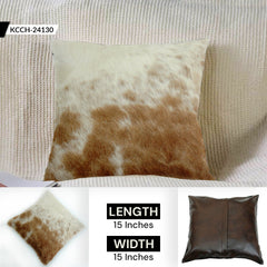 Rustic Genuine Leather Cushion Cover with Hidden Zipper - Multicolour Cowhide Home Decor - Eco-Friendly Exotic Leather Accent Piece