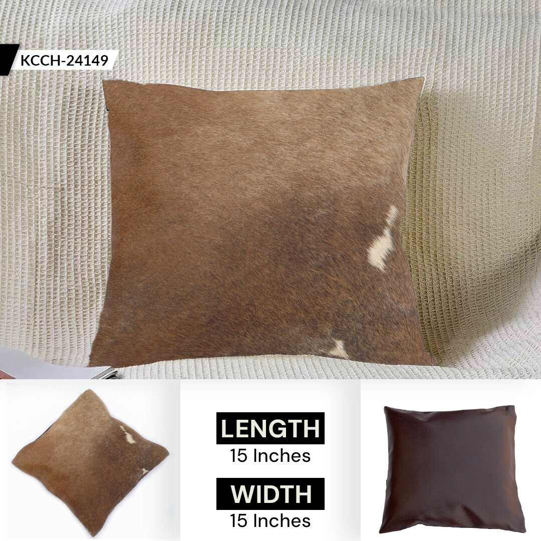 Rustic Genuine Cowhide Cushion Cover - Eco-Friendly Leather Hairy Cushion Cover for Home Decor - Exotic Animal Skin Cushion Cover