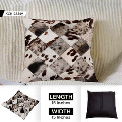 Luxurious Handmade Multicolor Patchwork Cowhide Cushion Cover with Hypoallergenic Design and Rustic Charm - Celestial Leather Limited