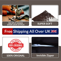 Handmade Brown & White Cowhide Cushion Cover - Rustic Elegance for Home Décor