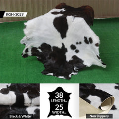 Luxury Black & White Goat Skin Rug Wall Decor - Natural Hair On Leather, Soft and Hypoallergenic - Sustainable Eco-Friendly Home Accent - Celestial Leather Limited