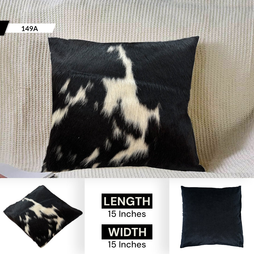 Rustic Elegance Cowhide Cushion Cover - Animal Print Luxury Pillow Case - Celestial Leather Limited