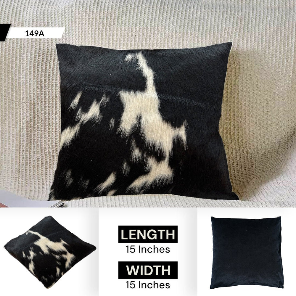 Rustic Elegance Cowhide Cushion Cover - Animal Print Luxury Pillow Case - Celestial Leather Limited