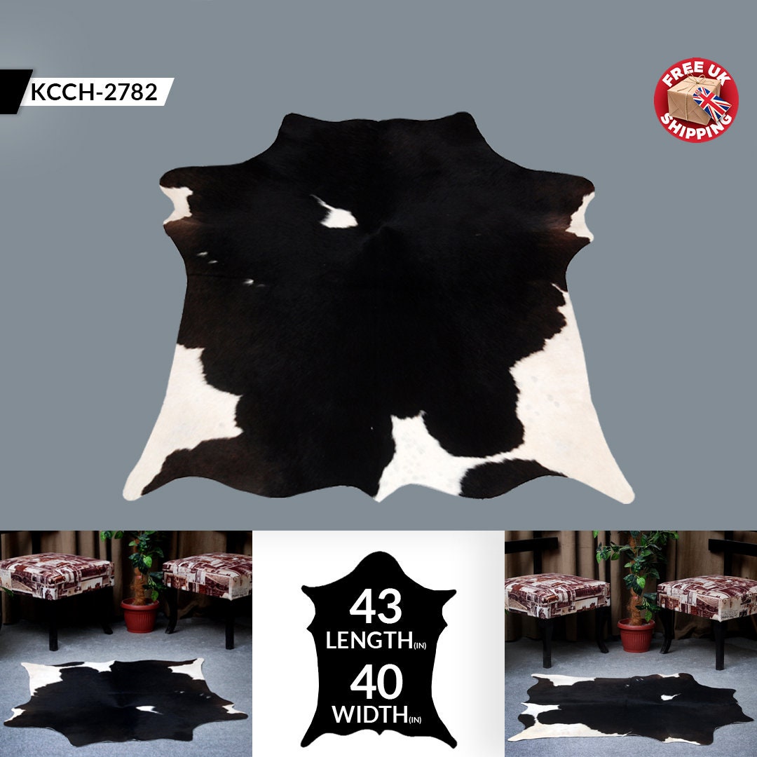 Luxury Black and White Cowhide Rug - Hypoallergenic Hair on Salt & Pepper Rug for Home Décor - Durable, Versatile, Handcrafted Beauty - Celestial Leather Limited