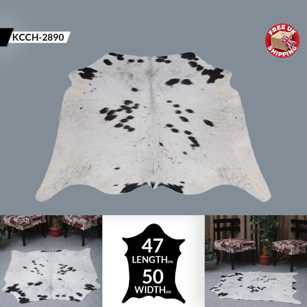 Luxurious Handcrafted Brown and White Cowhide Rug with Non-Slip Backing - Hypoallergenic, Unique Beauty for Bedroom/Living Room - Durable - Celestial Leather Limited