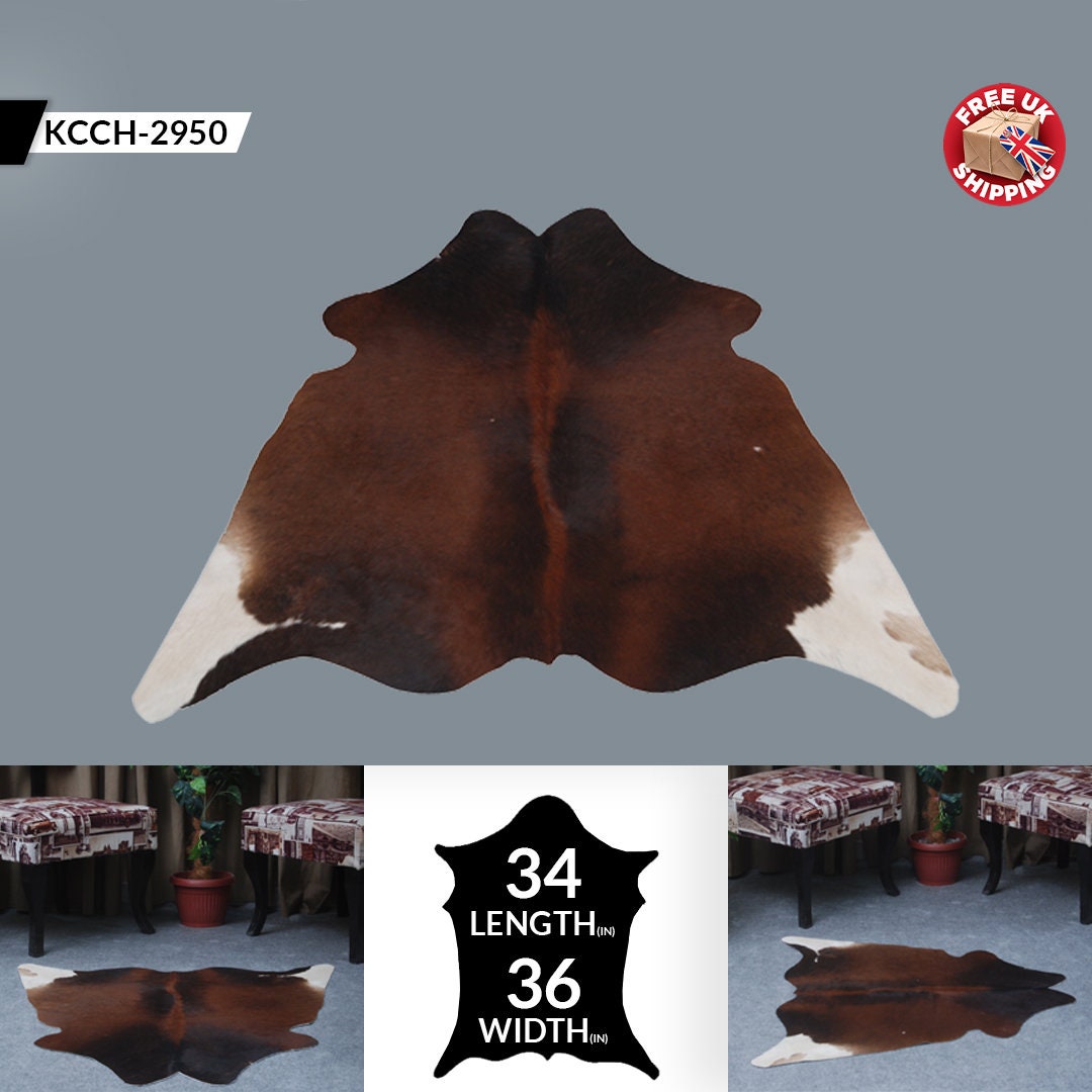Luxurious Natural Cowhide Rug in Dark Brown and White Animal Print, Small Area Rug with Hypoallergenic, Non-Slip Back - Free Shipping - Celestial Leather Limited