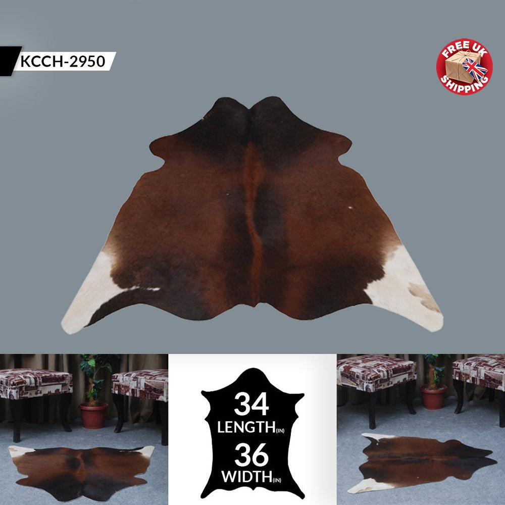 Luxurious Natural Cowhide Rug in Dark Brown and White Animal Print, Small Area Rug with Hypoallergenic, Non-Slip Back - Free Shipping - Celestial Leather Limited