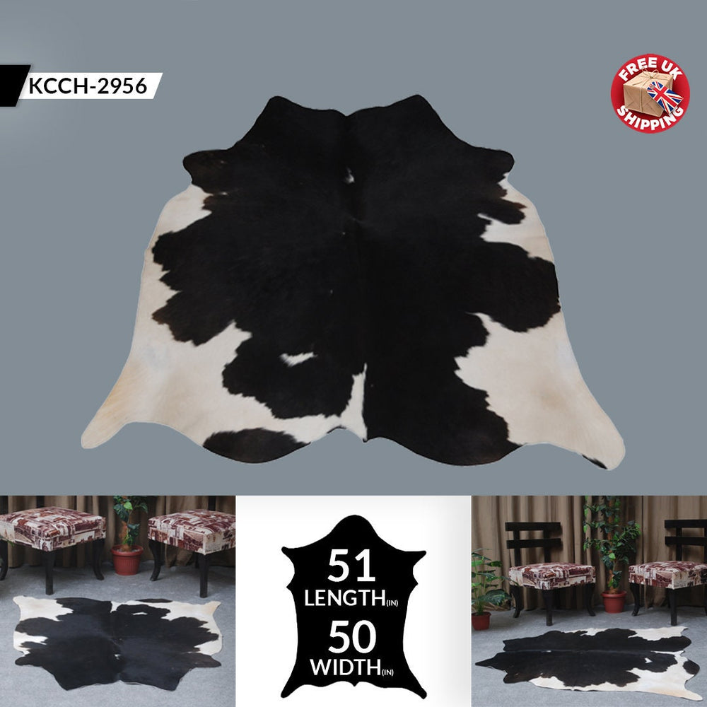 Luxurious Dark Brown & White Cowhide Rug | Hypoallergenic, Non Slip, Non Shedding | Hand selected from Premium Hides | Free Shipping across - Celestial Leather Limited