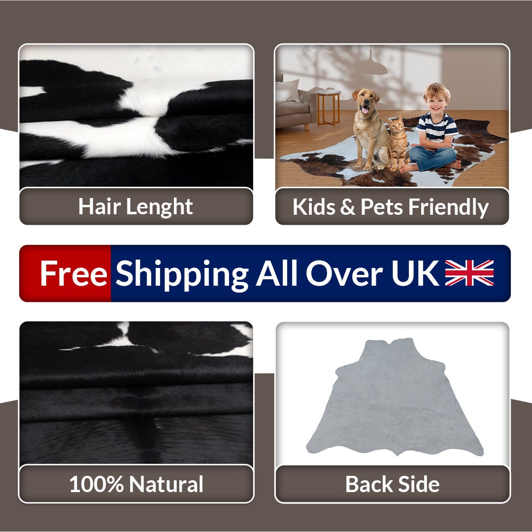 Luxurious Medium Salt & Pepper Cowhide Rug - Hypoallergenic, Non-Slip Backing, Handcrafted Natural Hide, Unique Black - White Markings, - Celestial Leather Limited