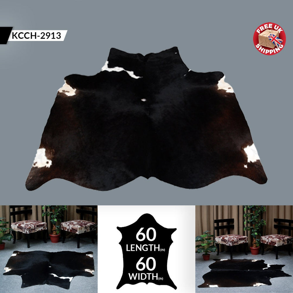 Luxurious Black & White Cowhide Rug for Stylish Décor | Hypoallergenic, Non-Slip, Unique Natural Beauty | Large Size, Free Shipping! - Celestial Leather Limited