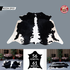 Luxurious Black & White Cowhide Rug | Large Spotted Hair Rug for Bedroom/Living Room | Hypoallergenic - Non-Slip Suede Back | Unique Natural - Celestial Leather Limited