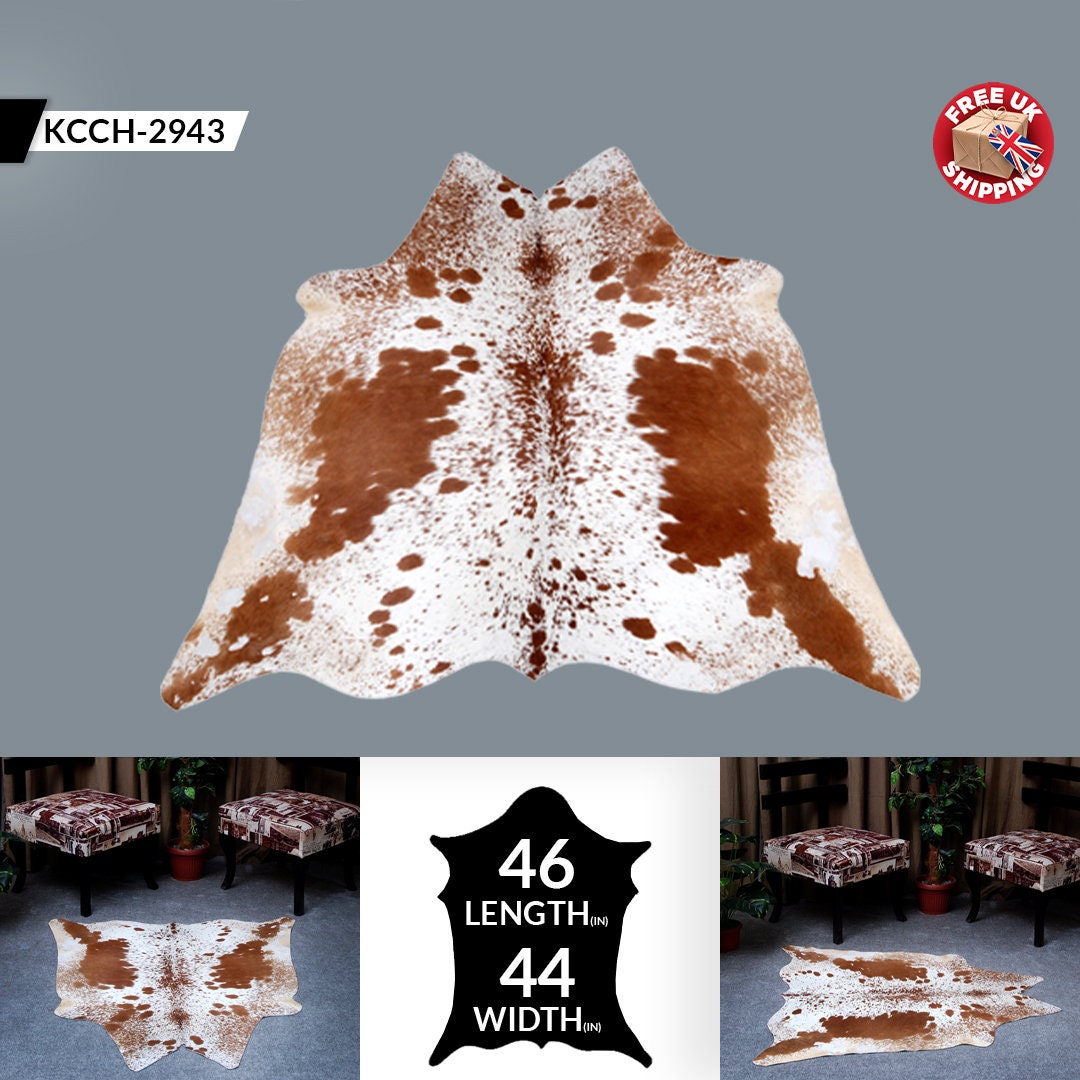 Luxury Brown & White Cowhide Rug with Non-Slip Backing | Hypoallergenic - Non-Shedding | Handcrafted from 100% Natural Hides | Free Shipping - Celestial Leather Limited
