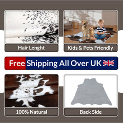 Luxury Dark Brown Cowhide Rug - Handcrafted Hypoallergenic Rug with Natural Dark Brown Hair for Bedroom/Living Room - Medium Size (16-20 sq - Celestial Leather Limited