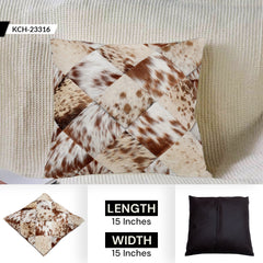 Luxurious Handmade Multicolour Patchwork Cowhide Cushion Cover for Non-Shedding Sofa - Soft Natural Hair, Unique Rustic Charm, Durable - Celestial Leather Limited
