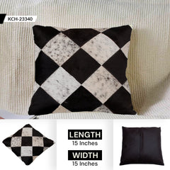 Luxurious Handmade Multicolor Patchwork Cowhide Cushion Cover - Stylish, Natural, and Unique!